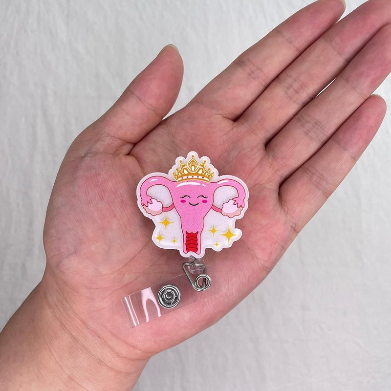 LEBEIGHT Cute Uterus Retractable Badge Reel for Labor and Delivery Nurse, Gynecology Nurse Badge Reel for Work, L&D Badge Clip, Funny OB/GYN Ovaries Badge ID Holder with Alligator Clip & 24” Durable Nylon Cord - Image 3